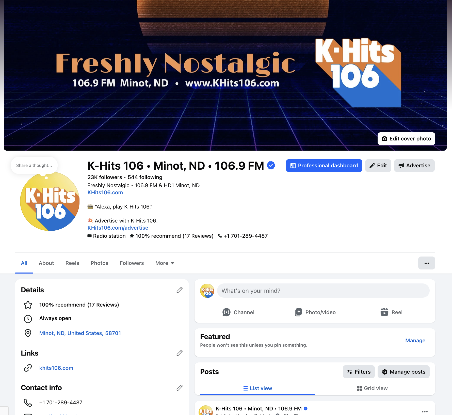 K·Hits 106 Facebook Page